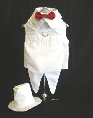 Dog Wedding Tuxedo w/ Formal Tails - White, X-Small