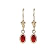 14K Yellow Gold 6 x 4 MM Oval Shaped Ruby Drop Earrings