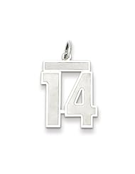 The Jersey Medium Jersey Style Number 14 Pendant in Sterling Silver