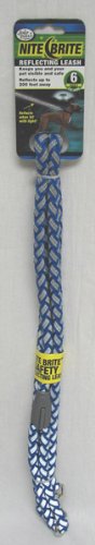 Nite Brite Reflective Leash - 3 8-Inch by 6-Feet - Blue