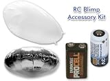 Mach Airship Accessory Bundle Incl White High Lift Blimp & Saucer Balloons, 3V & 9V Battery
