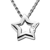 Round Diamond, 14K Gold, Fancy Star Diamond Pendant Necklace
