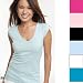 Bella Sheer Rib Cap Sleeve Deep V-Neck T-Shirt