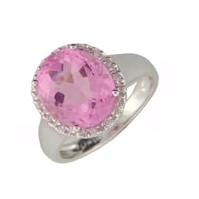 14k White Gold Diamond Pink Sapphire Ring Elegantly Expressed