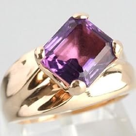14K Yellow Gold 3.7 Carat Amethyst Ring - OldCities Estate Jewelry by