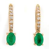 14-Karat Yellow Gold Emerald and Diamond Earrings