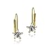 14k Gold CZ Star Leverback Earrings title=