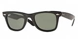 Ray Ban Original Wayfarer Sunglasses RB2140 901 Black/Crystal Green G-15XLT 54mm