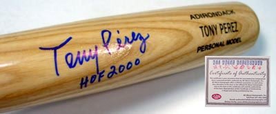 Tony Perez Cincinnati Reds MLB Autographed/Hand Signed Rawlings Game Model Bat with HOF 2000 Inscrip