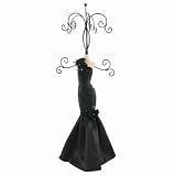 Black Rose Evening Gown Jewelry Stand - 17"H