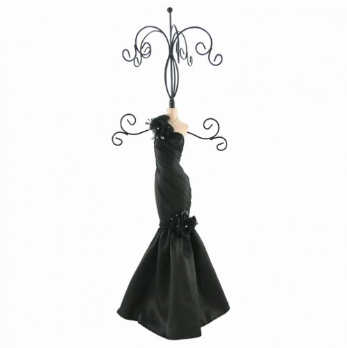 Black Rose Evening Gown Jewelry Stand - 17"H