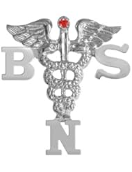 NursingPin - Sterling Silver BSN Lapel Pin with Ruby