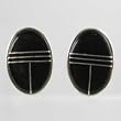 Oval Black Onyx and Sterling Silver Earrings, #9793
