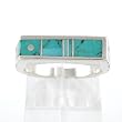 Turquoise Inlaid Ray Tracey Ring in Sterling Silver, Size 7 1/2, #8596