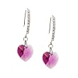 Rose Swarovski Crystal Heart Drop Sterling Silver Earrings -- Made In USA