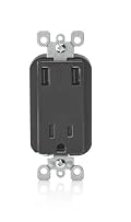 15-Amp USB Charger/Tamper-Resistant Receptacle, 125-volt, 2.1-amp, Black, T5630-E