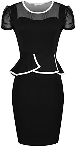 PAKULA Women's Fashion Casual Peplum Fitted Business Bodycon Dress