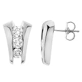 14k White Gold Three-Stone Diamond Earrings (H/I1, 1 1/5 ct. tw.)