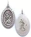 St. Christopher Sterling Silver Reversible Baseball Pendant Medal with 20 inch Steel Necklace