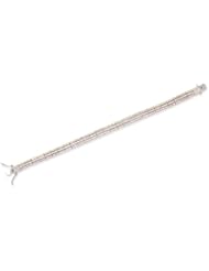 CleverSilvers Three Row Tri Color Gold, Rose, Rhodium CZ. Tennis Style Sterling Silver Bracelet