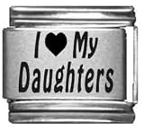 Clearly Charming I Heart my Daughters Laser Etched Italian Charm