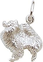 Pomeranian Charm, Sterling Silver