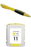 One Yellow Remanufactured Ink Cartridge HP 11 XL HP11 HP11M + Pen for HP Printers Business Inkjet 1000, Color Inkjet CP CP1700d, DesignJet 50PS