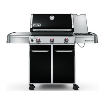 Weber Genesis EP-320 Series: 6521301 637 Sq. In Gas Grill with Three stainless steel burners, 7mm stainless steel rod cooking grates, 38,000 BTU-per-hour input main burners and Individual electronic ignition system: Black, LP Gas