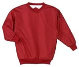 NEW Sport-Tek - Youth Nylon V-Neck Wind Shirt Red-S