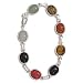 Carved Scarab Jade, Black Onyx, Tiger's Eye Sterling Silver Bracelet