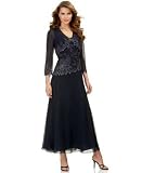 J Kara Plus Size Sheer-Sleeve Asymmetrical-Hem Sequined Dress & Bolero