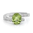 14k White Gold Peridot and Diamond Bypass Ring