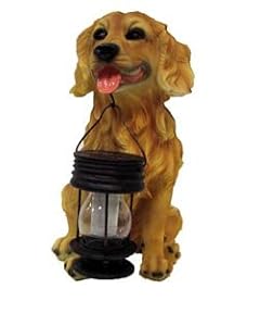 Golden Retriever Dog With Lantern Solar Light 