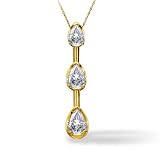 1 Carat Pear Shape Three Stone Pendant in 14K Yellow