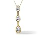 1 Carat Pear Shape Three Stone Pendant in 14K Yellow