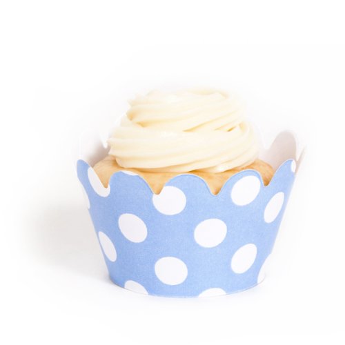 Dress My Cupcake Mini Sky Blue Polka Dot Cupcake Wrappers, Set of 18