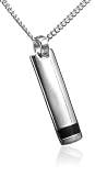 Sterling Silver Black Accent Men's Rectangular Pendant, 24