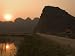 Bicycle in the Sunset, Limestone Mountain Scenery, Tam Coc, Ninh Binh, South of Hanoi...