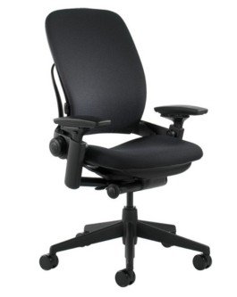 LEAP CHAIR FULLY ADJUSTABLE V2 MODEL BY STEELCASE - BLACK FABRIC