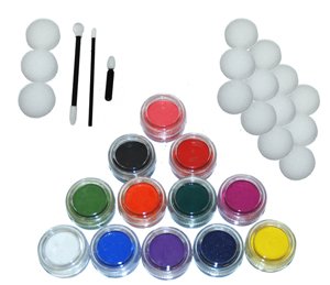 Kustom Body Art 12 Color Primary Face Paint Color Set. Large 10-ml Jars with Applicator Kit. A Full 12 Color Rainbow Pallet, Perfect for Face Painting At Any Children's Party.