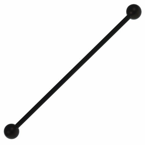 Surgical Steel Black PVD Coated Industrial Barbell with Size: 14Ga. (1.6 mm) x 1-9/16 IN (40 mm) x 3/16 IN (5 mm
