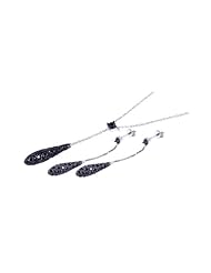 Nickel Free Sterling Silver Pendant & Earring Sets Drop Black CZ Set