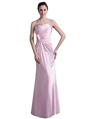 Lace Beaded Sweetheart Floor Length Natural   Waistline Satin Sheath Bridesmaid Dress 