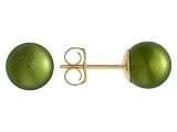 10KT 5MM GREEN BEAD STUD EARRINGS