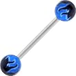Blue Toxic Flame Barbell Tongue Ring