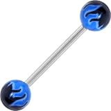 Blue Toxic FLAME Barbell Tongue Ring