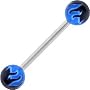 Blue Toxic FLAME Barbell Tongue Ring