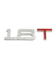 Automotive Parts and Accessories: Silver Tone Red 1.8T Displacement Auto 3D Adhesive Badge Sticker - Amico