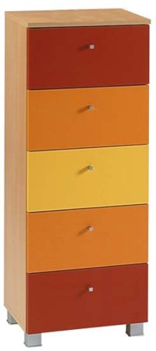 SB-Design 433-005_Buche-Nachbildung/rot-orange-gelb - Kommode SOPHIA 5 - B x H x T: 40.0 x 106.0 x 31.5 cm