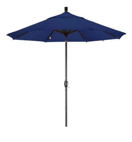 patio umbrella-California Umbrella 9-Feet Aluminum Push Button Tilt Market Umbrella with Bronze Pole, Navy